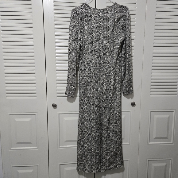Zara Viscose Midi Dress White And Black Size S - Picture 2 of 7